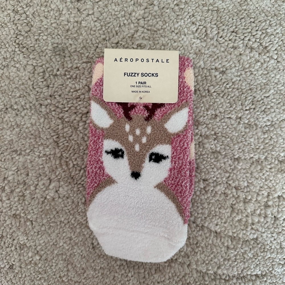 Aeropostale Pink and White Cozy Socks